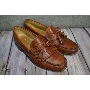 Allen Edmonds Stoughton Shoes Mens Size 8.5D Brown Leather Tassel‎ Loafers USA